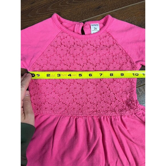 Carter’s Size 3T Hot Pink 3/4 Sleeve Tunic, Lace Bodice! - Picture 4 of 5
